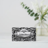 Silver Black White Leopard Zebra Stripe Visitekaartje (Staand voorkant)