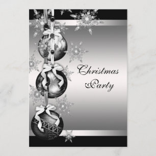 Silver Black White Snowflakes kerst Kaart