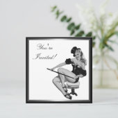Silver Black & White Style Pin-Up Girl 5 Kaart (Staand voorkant)