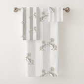 Silver Black WhiteStripe Horse Bathroom-handdoekse Bad Handdoek (Insitu)