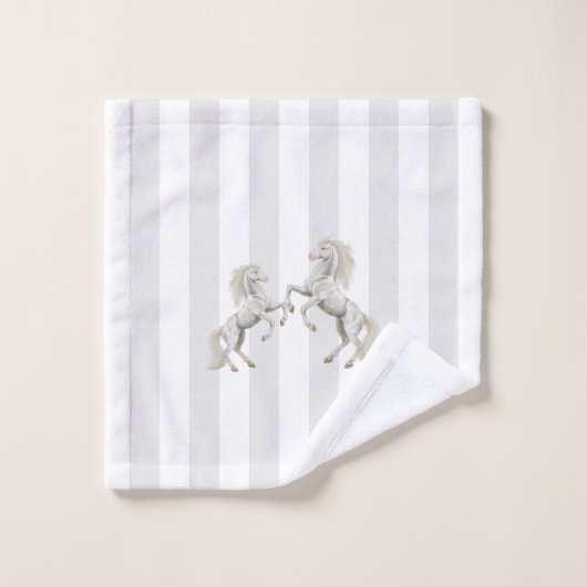 Silver Black WhiteStripe Horse Bathroom-handdoekse Bad Handdoek (Wasdoekje)