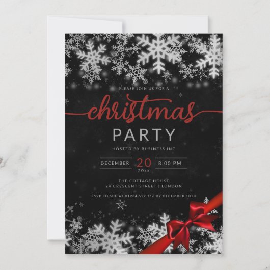 Silver Black Winter Wonder Company Kerstmis Kaart (Voorkant)