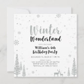 Silver & Black Winter Wonderland Boy Birthday Kaart (Voorkant)