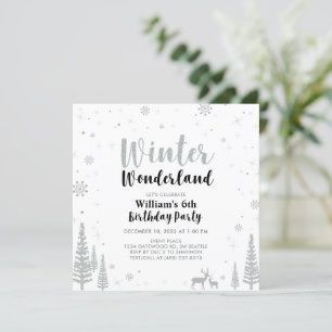 Silver & Black Winter Wonderland Boy Birthday Kaart