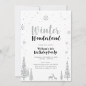 Silver & Black Winter Wonderland Boy Birthday Kaart (Voorkant)