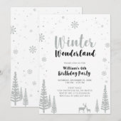 Silver & Black Winter Wonderland Boy Birthday Kaart (Voorkant / Achterkant)