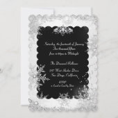 Silver Black Winter Wonderland, zoet 16 Invite Kaart (Achterkant)