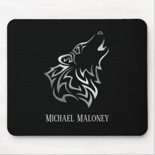 Silver Black Wolf Monogram Muismat