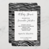 Silver Black Zebra Print Baby shower Kaart (Voorkant / Achterkant)