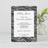 Silver Black Zebra Print Baby shower Kaart (Staand voorkant)