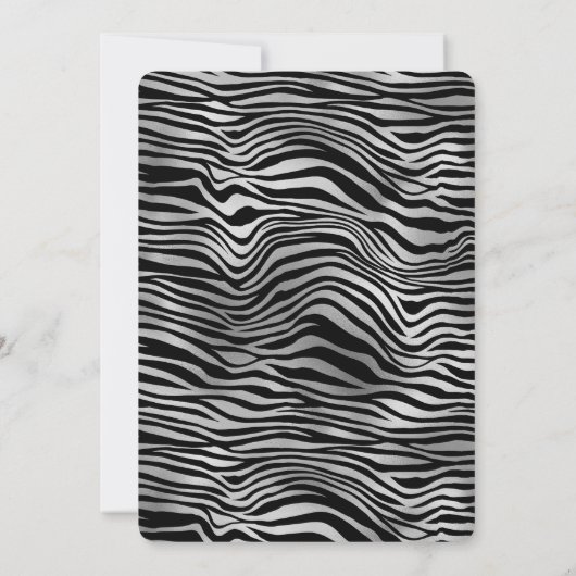Silver Black Zebra Print Baby shower Kaart (Achterkant)