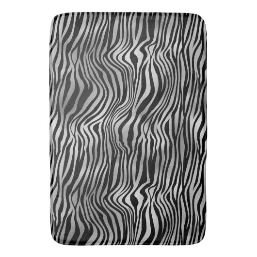 Silver Black Zebra Print Badmat (Voorkant Verticaal)