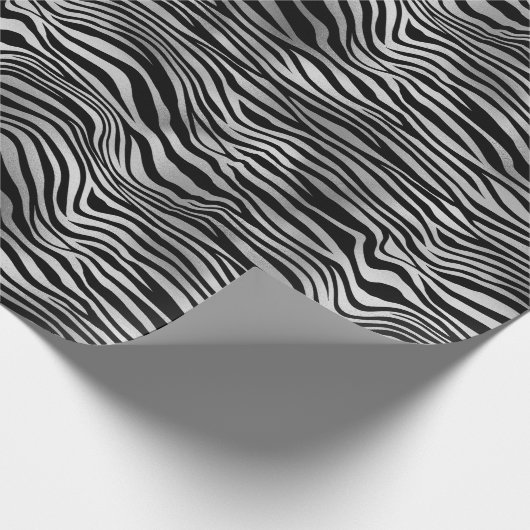 Silver Black Zebra Print Cadeaupapier (Hoek)