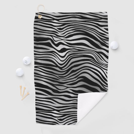 Silver Black Zebra Print Golfhanddoek (Insitu)