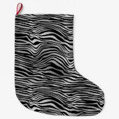 Silver Black Zebra Print Grote Kerstsok (Voorkant)