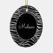 Silver Black Zebra Print Keramisch Ornament (Rechts)