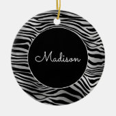 Silver Black Zebra Print Keramisch Ornament (Voorkant)