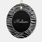 Silver Black Zebra Print Keramisch Ornament (Links)