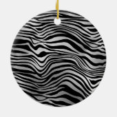 Silver Black Zebra Print Keramisch Ornament (Achterkant)