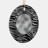 Silver Black Zebra Print Keramisch Ornament (Rechts)