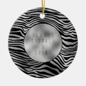 Silver Black Zebra Print Keramisch Ornament (Voorkant)