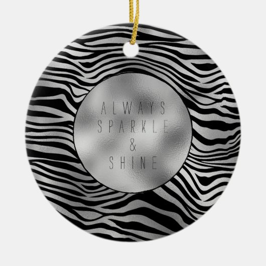 Silver Black Zebra Print Keramisch Ornament (Voorkant)