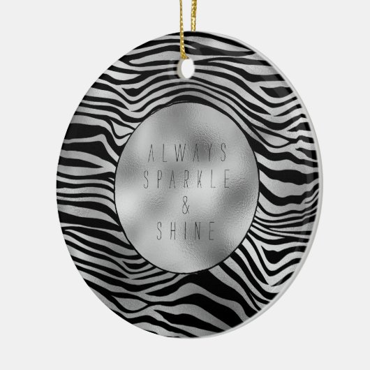 Silver Black Zebra Print Keramisch Ornament (Links)