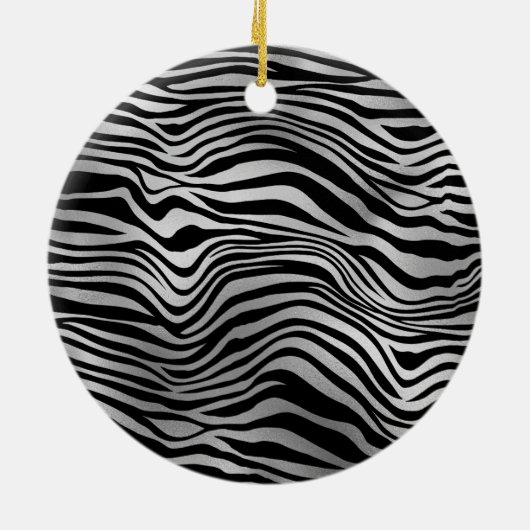 Silver Black Zebra Print Keramisch Ornament (Achterkant)