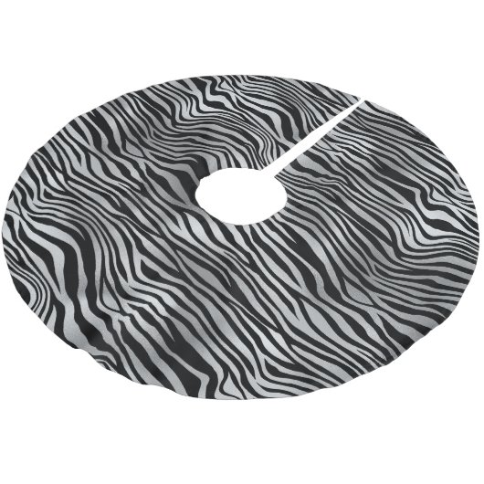 Silver Black Zebra Print Kerstboom Rok (Gekanteld)
