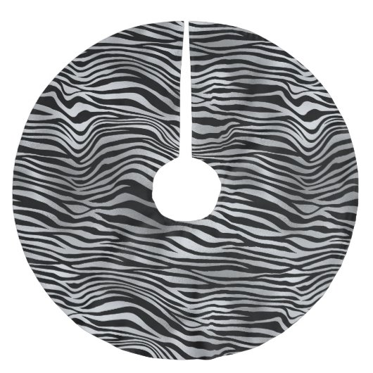 Silver Black Zebra Print Kerstboom Rok (Voorkant)