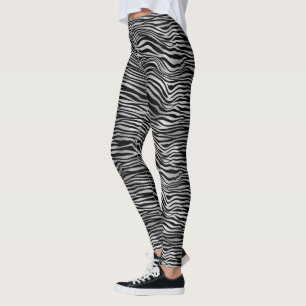 Silver Black Zebra Print Leggings