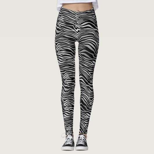 Silver Black Zebra Print Leggings (Voorkant)