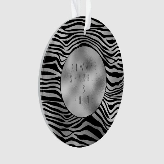 Silver Black Zebra Print Ornament (voorkant)