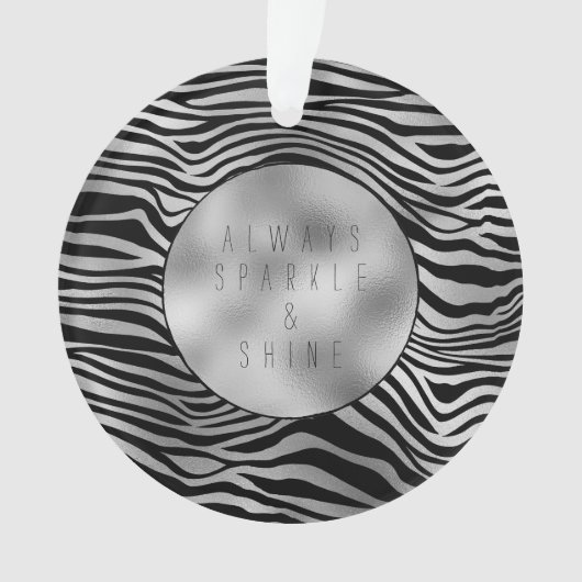 Silver Black Zebra Print Ornament (voorkant)