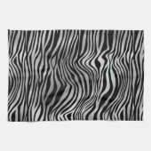 Silver Black Zebra Print Theedoek (Horizontaal)