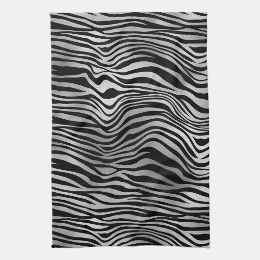 Silver Black Zebra Print Theedoek (Verticaal)