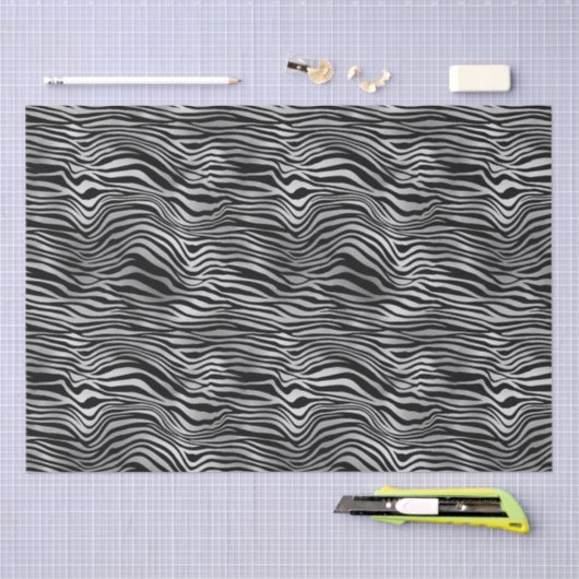 Silver Black Zebra Print Tissuepapier (Craft)