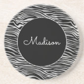 Silver Black Zebra Print Zandsteen Onderzetter (Voorkant)