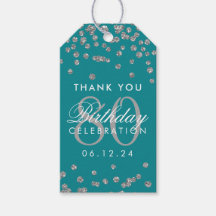 Silver Blauwgroen 80 Verjaardag Bedankt Glitter