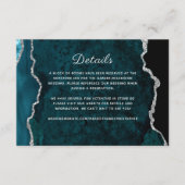 Silver Blauwgroen Agaat Wedding Details Informatiekaartje (Voorkant)