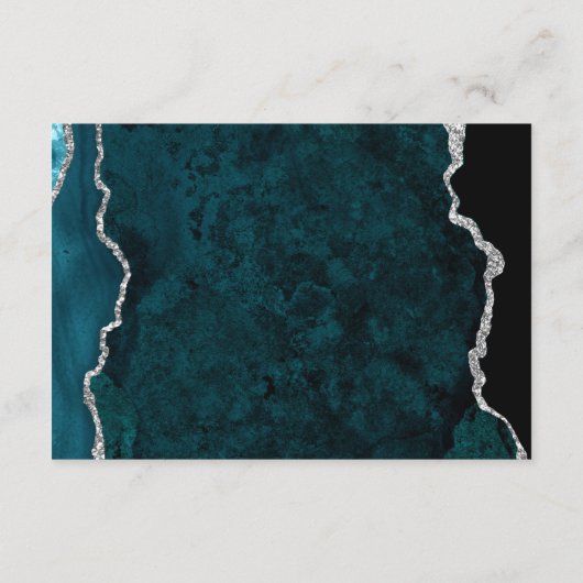 Silver Blauwgroen Agaat Wedding Details Informatiekaartje (Achterkant)