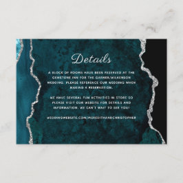 Silver Blauwgroen Agaat Wedding Details Informatiekaartje