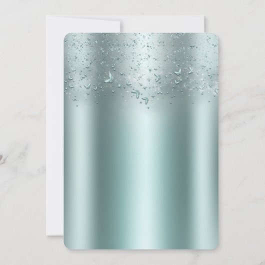 Silver Blauwgroen Aqua Flutter Butterfly Baby show Kaart (Achterkant)