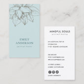 SILVER BLAUWGROEN BLUE LOTUS SIMPLE REIKI SPIRITUE VISITEKAARTJE (Voorkant / Achterkant)