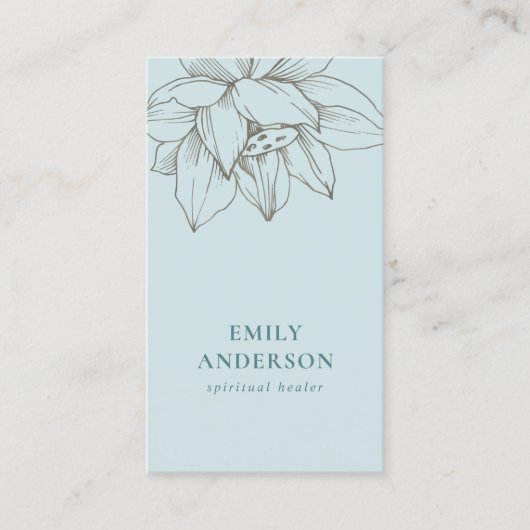 SILVER BLAUWGROEN BLUE LOTUS SIMPLE REIKI SPIRITUE VISITEKAARTJE (Voorkant)