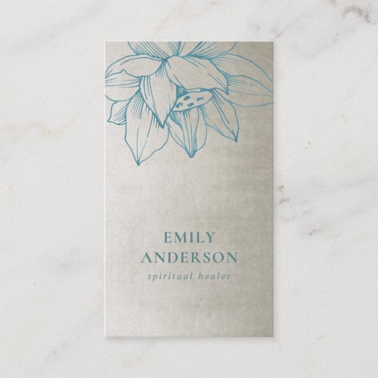 SILVER BLAUWGROEN BLUE LOTUS SIMPLE REIKI SPIRITUE VISITEKAARTJE (Voorkant)