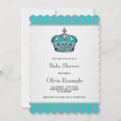 Silver Blauwgroen Blue Prince Baby shower Kaart (Achterkant)