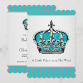 Silver Blauwgroen Blue Prince Baby shower Kaart (Voorkant / Achterkant)