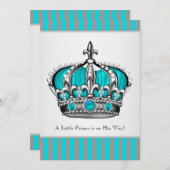 Silver Blauwgroen Blue Prince Baby shower Kaart (Voorkant / Achterkant)