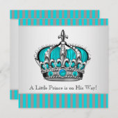 Silver Blauwgroen Blue Prince Baby shower Kaart (Voorkant / Achterkant)